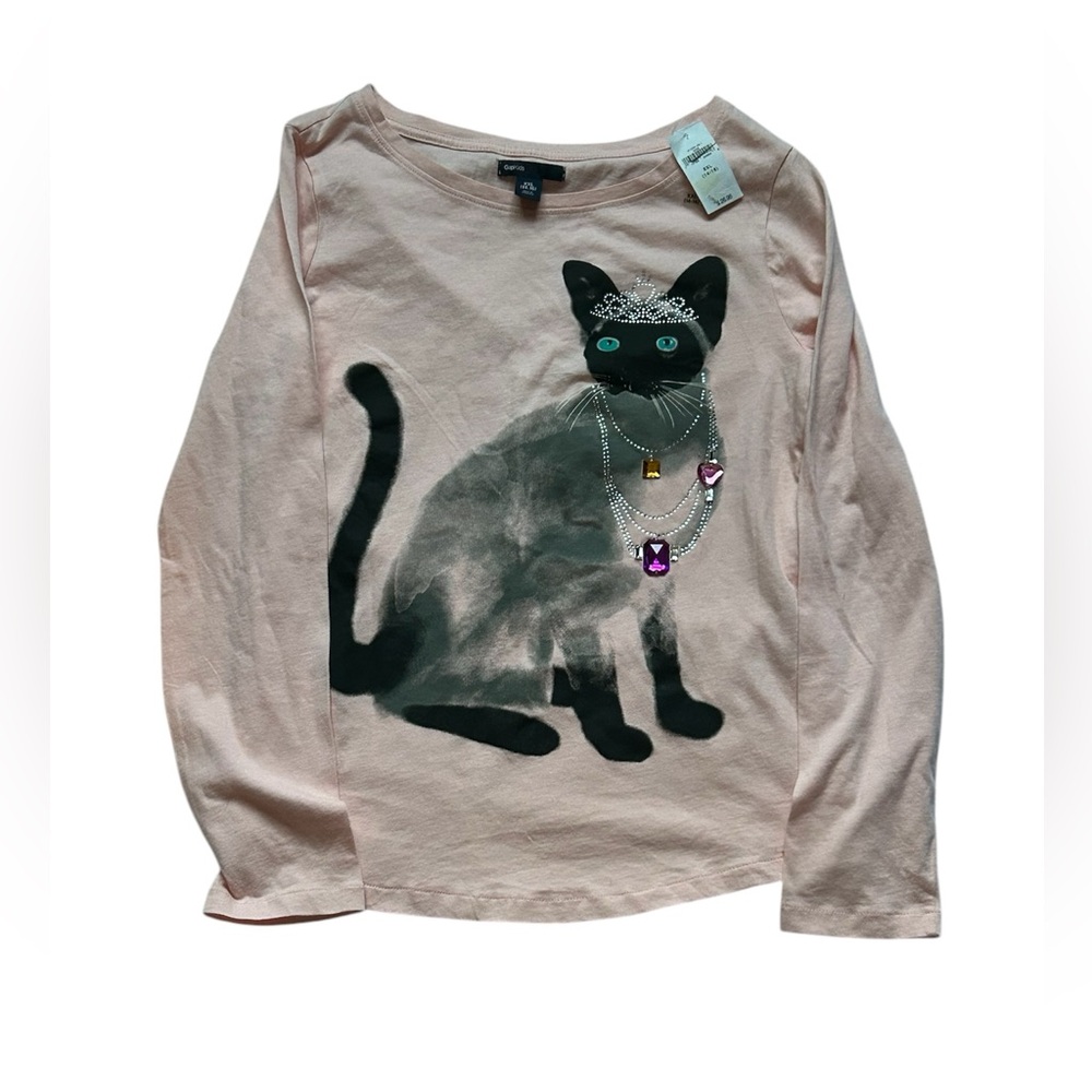 Kids Cat Print Long Sleeve Shirt - Pink